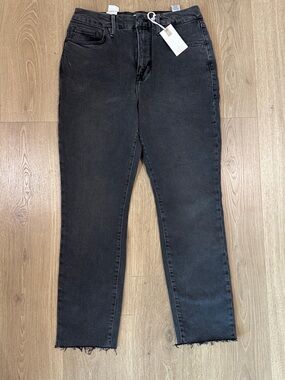 Good American Black High-Rise Straight Jeans